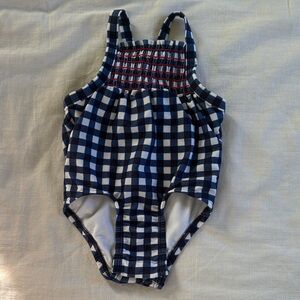 Cat & Jack Navy and White Checkered baby girl Swimsuit